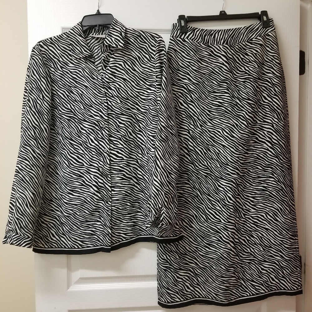 Zebra print skirt and blouse